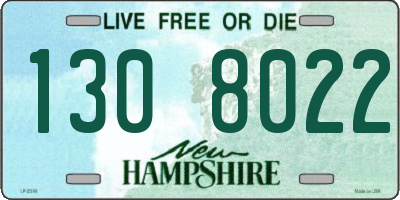NH license plate 1308022