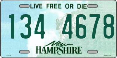 NH license plate 1344678