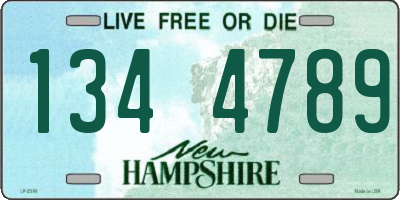 NH license plate 1344789