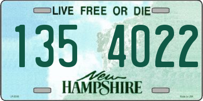 NH license plate 1354022
