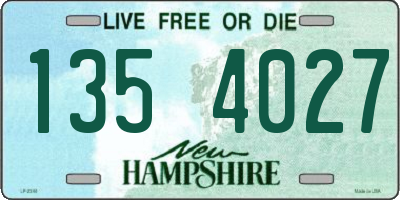 NH license plate 1354027