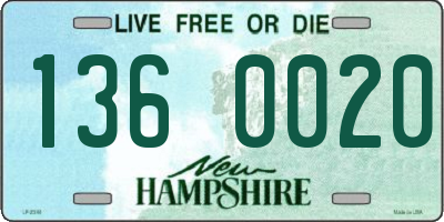 NH license plate 1360020