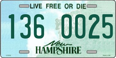 NH license plate 1360025