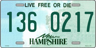 NH license plate 1360217