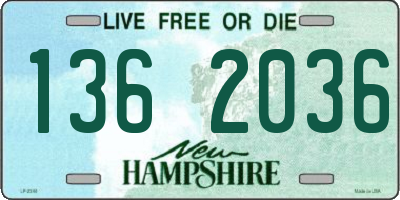 NH license plate 1362036