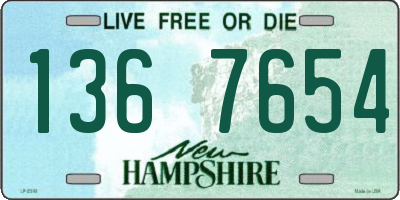 NH license plate 1367654