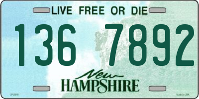 NH license plate 1367892