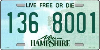NH license plate 1368001