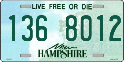 NH license plate 1368012