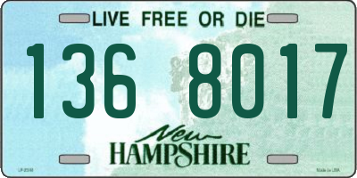 NH license plate 1368017