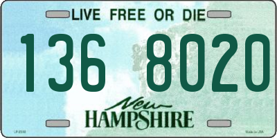 NH license plate 1368020