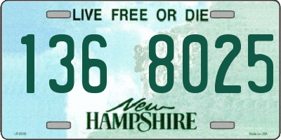 NH license plate 1368025