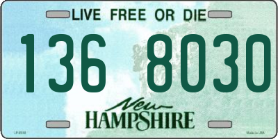 NH license plate 1368030