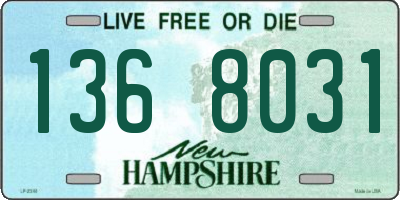 NH license plate 1368031