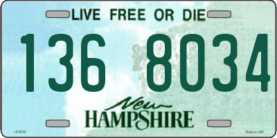 NH license plate 1368034
