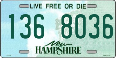 NH license plate 1368036
