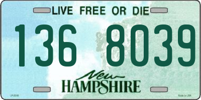 NH license plate 1368039