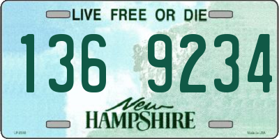 NH license plate 1369234