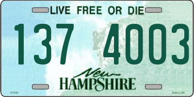 NH license plate 1374003