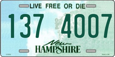 NH license plate 1374007