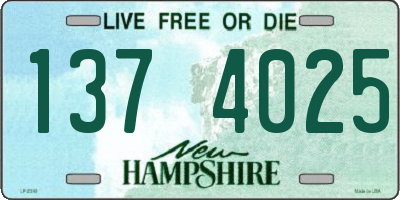 NH license plate 1374025
