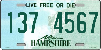 NH license plate 1374567