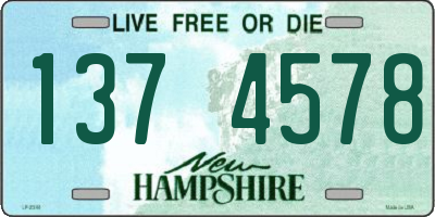 NH license plate 1374578