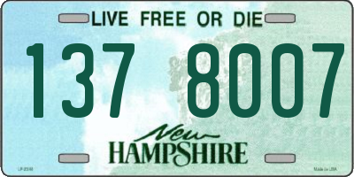 NH license plate 1378007