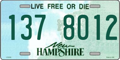 NH license plate 1378012