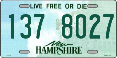NH license plate 1378027