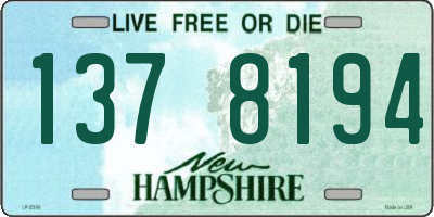 NH license plate 1378194