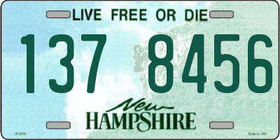NH license plate 1378456