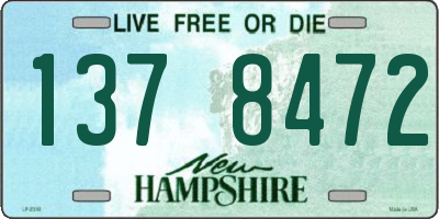 NH license plate 1378472
