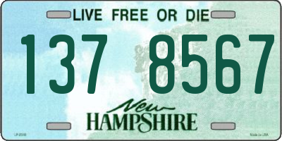 NH license plate 1378567