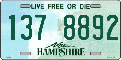 NH license plate 1378892