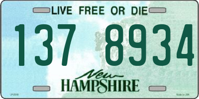 NH license plate 1378934
