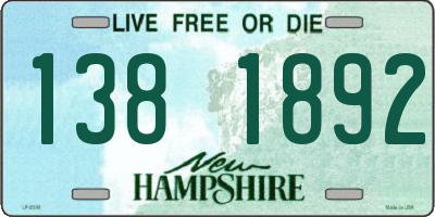 NH license plate 1381892