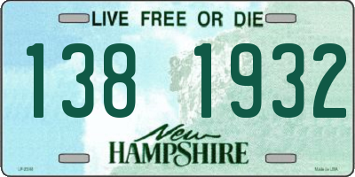NH license plate 1381932