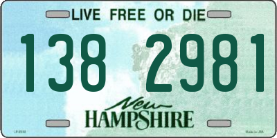 NH license plate 1382981