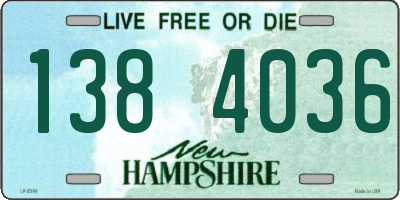 NH license plate 1384036