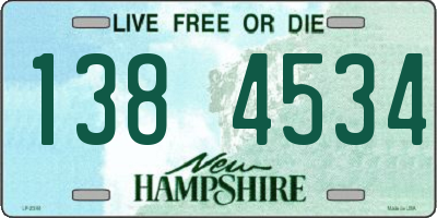 NH license plate 1384534