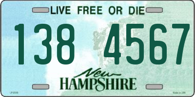 NH license plate 1384567