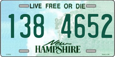 NH license plate 1384652