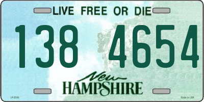 NH license plate 1384654
