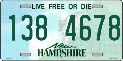 NH license plate 1384678