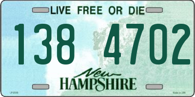NH license plate 1384702