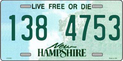 NH license plate 1384753