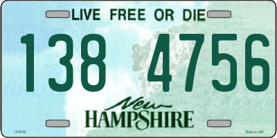 NH license plate 1384756