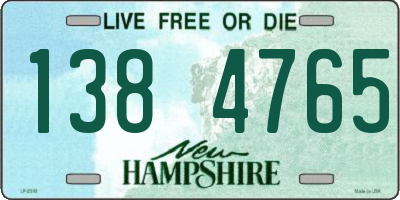 NH license plate 1384765