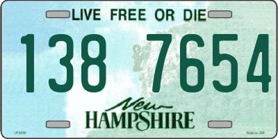 NH license plate 1387654